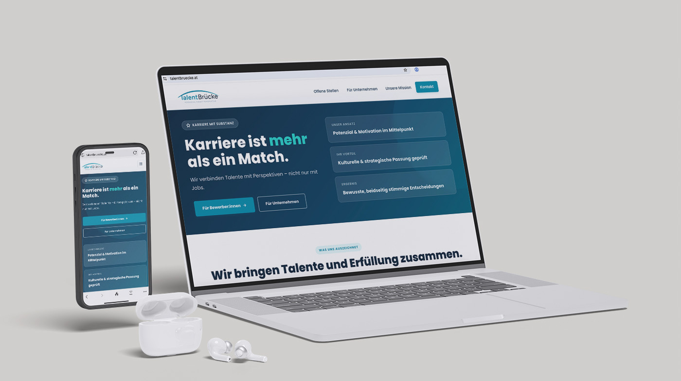 TalentBrücke Website auf Laptop und Mobile