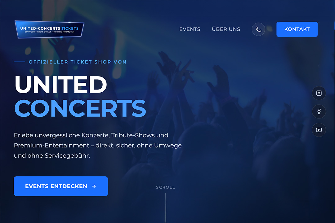 United Concerts — Ticketshop Website Mockup